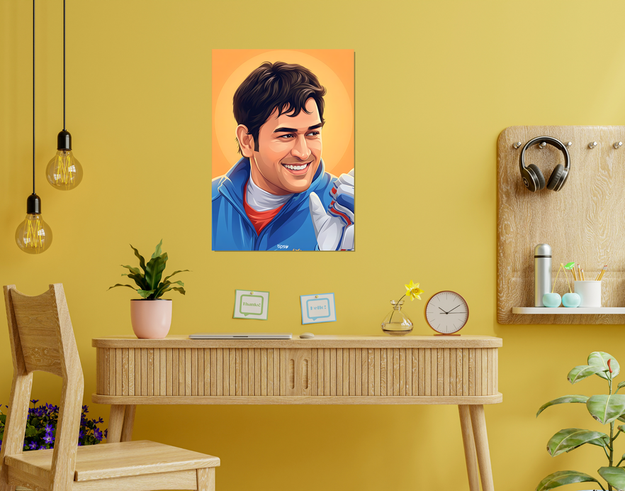 "MS DHONI VECTOR DESIGN" -Shiny & Sturdy Metallic Poster Art That Pops & Sticks