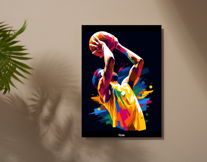 "BASKETBALL" -Shiny & Sturdy Metallic Poster Art That Pops & Sticks