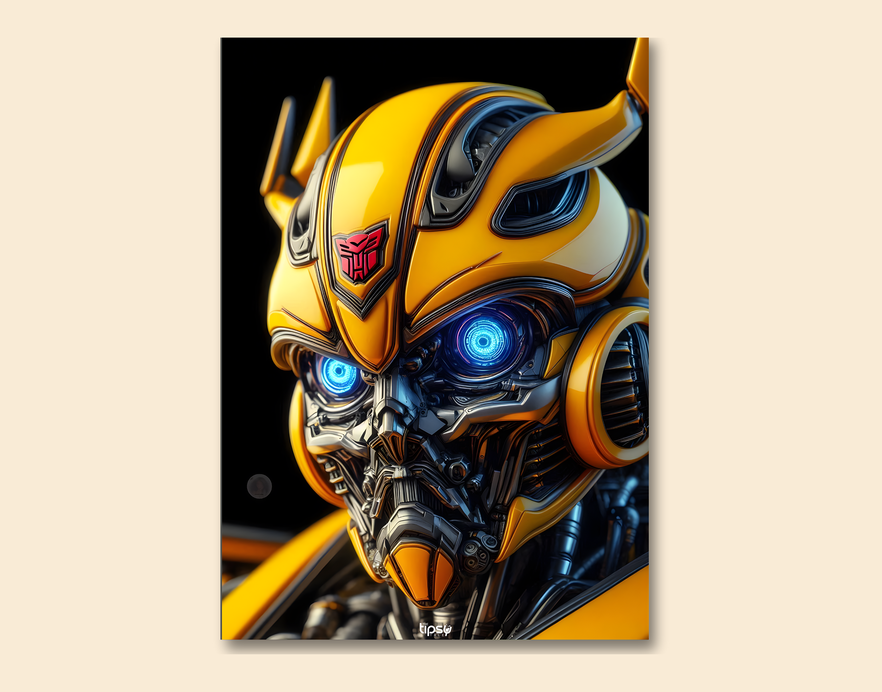 "TRANSFORMER BUMBLEBEE" -Shiny & Sturdy Metallic Poster Art That Pops & Sticks