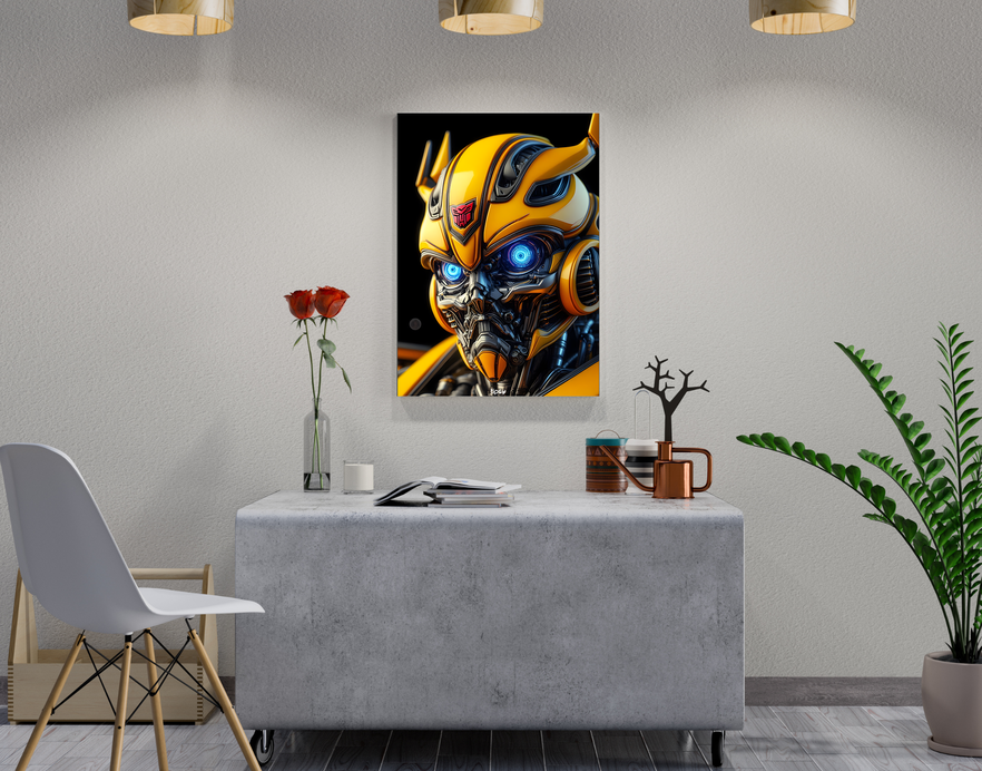 "TRANSFORMER BUMBLEBEE" -Shiny & Sturdy Metallic Poster Art That Pops & Sticks