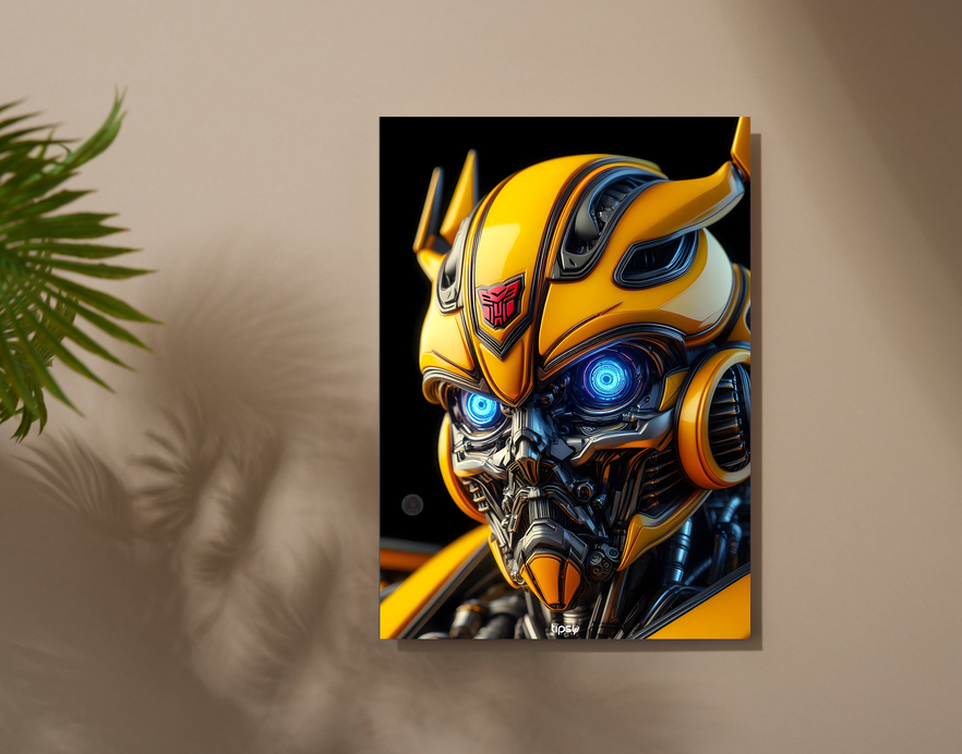 "TRANSFORMER BUMBLEBEE" -Shiny & Sturdy Metallic Poster Art That Pops & Sticks