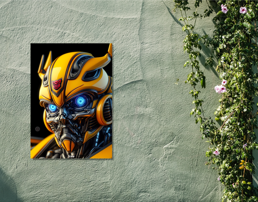 "TRANSFORMER BUMBLEBEE" -Shiny & Sturdy Metallic Poster Art That Pops & Sticks