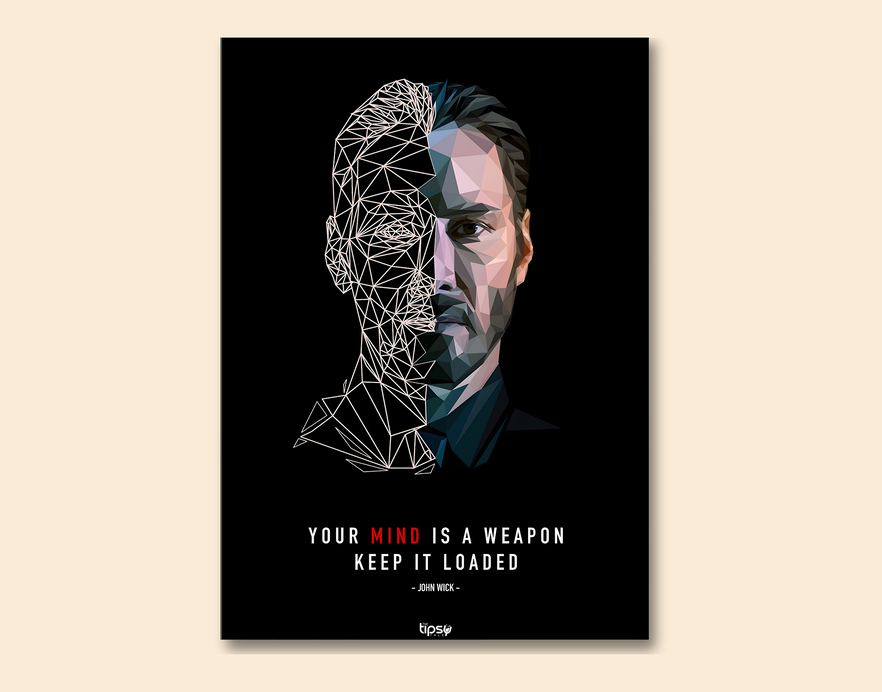 "JOHN WICK THOUGHT" -Shiny & Sturdy Metallic Poster Art That Pops & Sticks