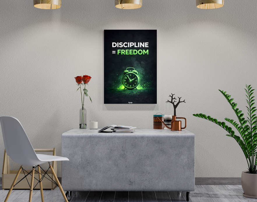 "DISCIPLINE = FREEDOM " -Shiny & Sturdy Metallic Poster Art That Pops & Sticks