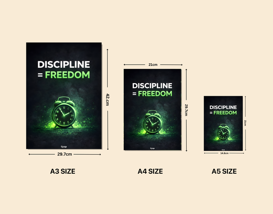 "DISCIPLINE = FREEDOM " -Shiny & Sturdy Metallic Poster Art That Pops & Sticks
