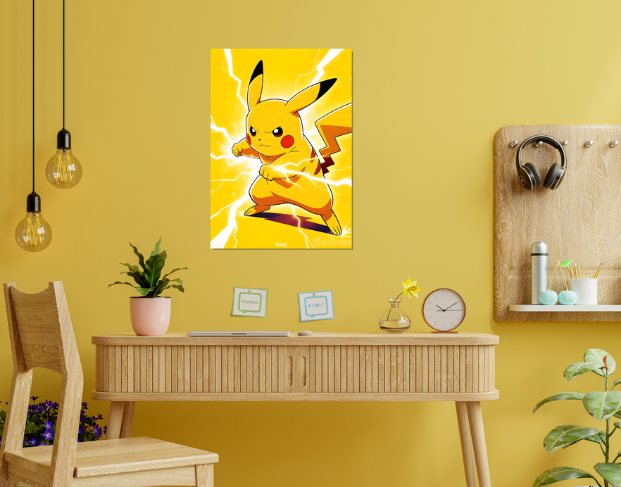 "THUNDERBOLT PIKACHU" -Shiny & Sturdy Metallic Poster Art That Pops & Sticks