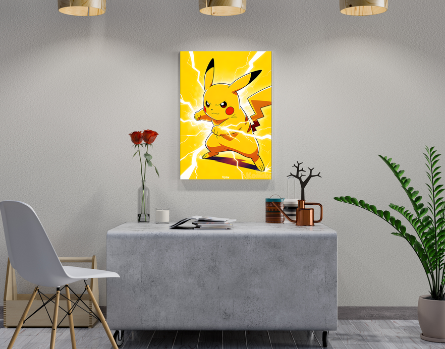 "THUNDERBOLT PIKACHU" -Shiny & Sturdy Metallic Poster Art That Pops & Sticks