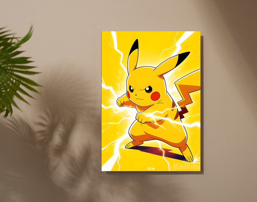 "THUNDERBOLT PIKACHU" -Shiny & Sturdy Metallic Poster Art That Pops & Sticks