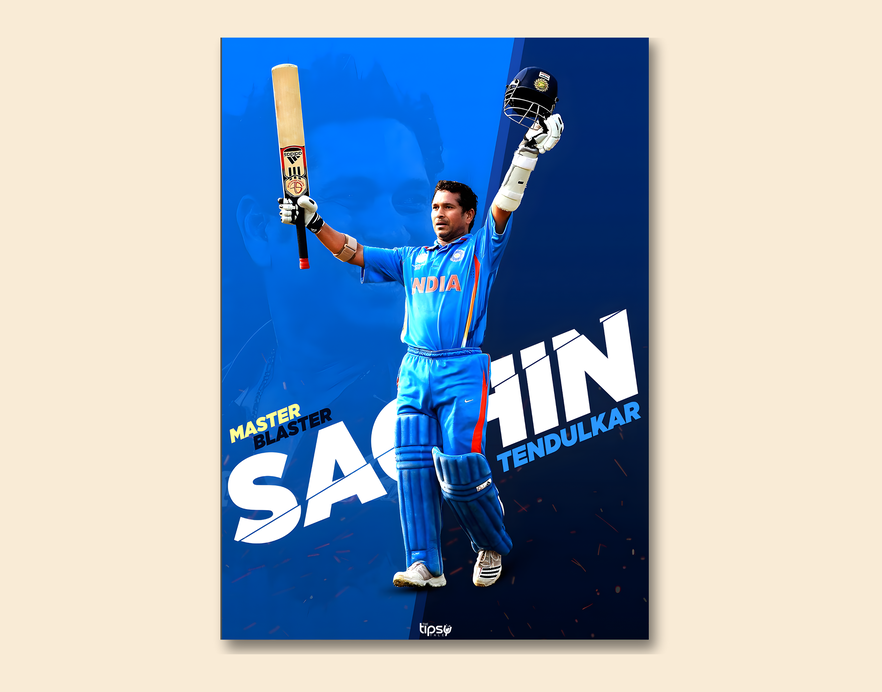 "SACHIN TENDULKAR " -Shiny & Sturdy Metallic Poster Art That Pops & Sticks