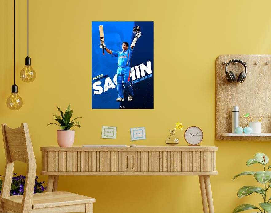 "SACHIN TENDULKAR " -Shiny & Sturdy Metallic Poster Art That Pops & Sticks