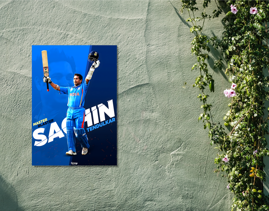 "SACHIN TENDULKAR " -Shiny & Sturdy Metallic Poster Art That Pops & Sticks
