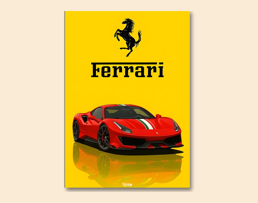 "FERRARI" -Shiny & Sturdy Metallic Poster Art That Pops & Sticks