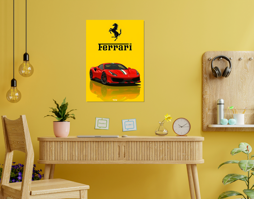 "FERRARI" -Shiny & Sturdy Metallic Poster Art That Pops & Sticks