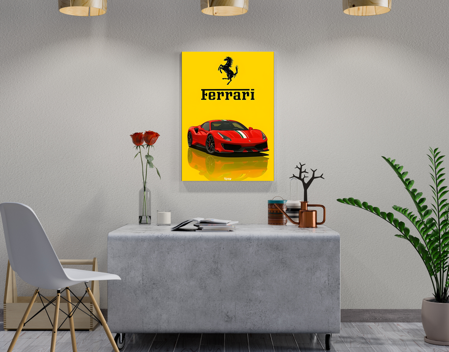 "FERRARI" -Shiny & Sturdy Metallic Poster Art That Pops & Sticks