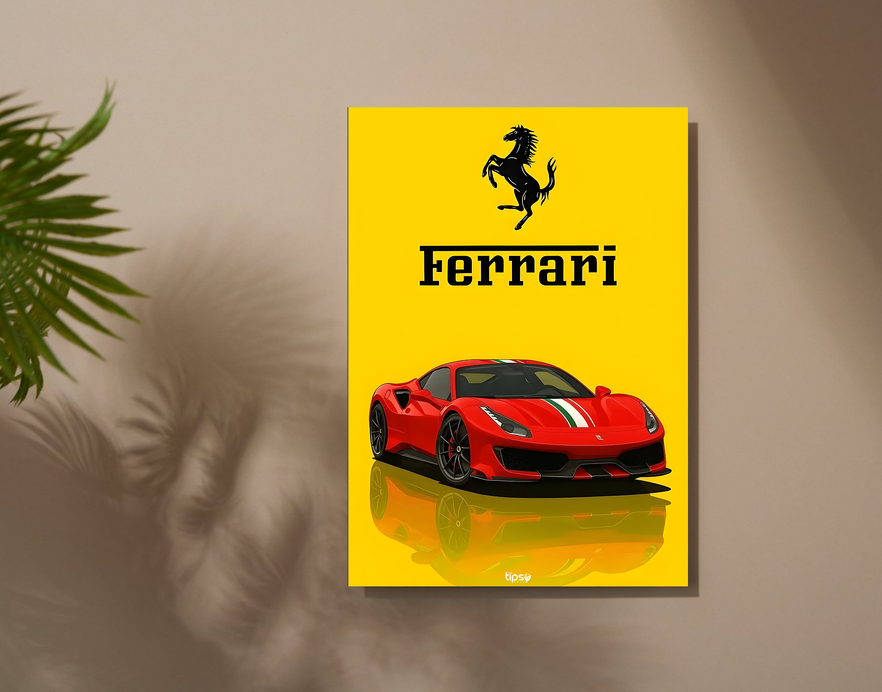 "FERRARI" -Shiny & Sturdy Metallic Poster Art That Pops & Sticks