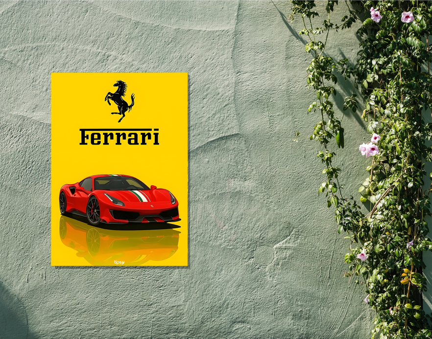 "FERRARI" -Shiny & Sturdy Metallic Poster Art That Pops & Sticks