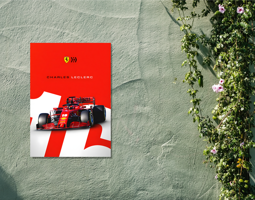"CHARLES LECLERC" -Shiny & Sturdy Metallic Poster Art That Pops & Sticks