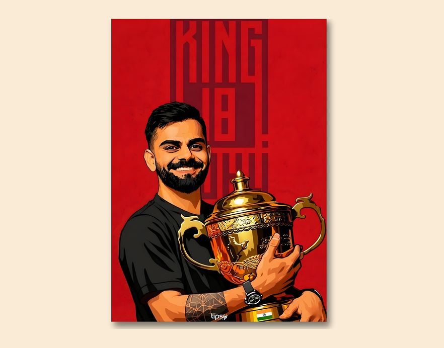 "VIRAT KHOLI J18: CRICKET FANDOM" -Shiny & Sturdy Metallic Poster Art That Pops & Sticks