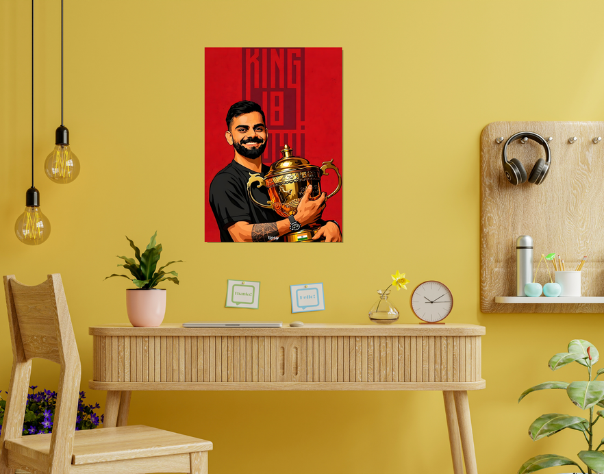 "VIRAT KHOLI J18: CRICKET FANDOM" -Shiny & Sturdy Metallic Poster Art That Pops & Sticks