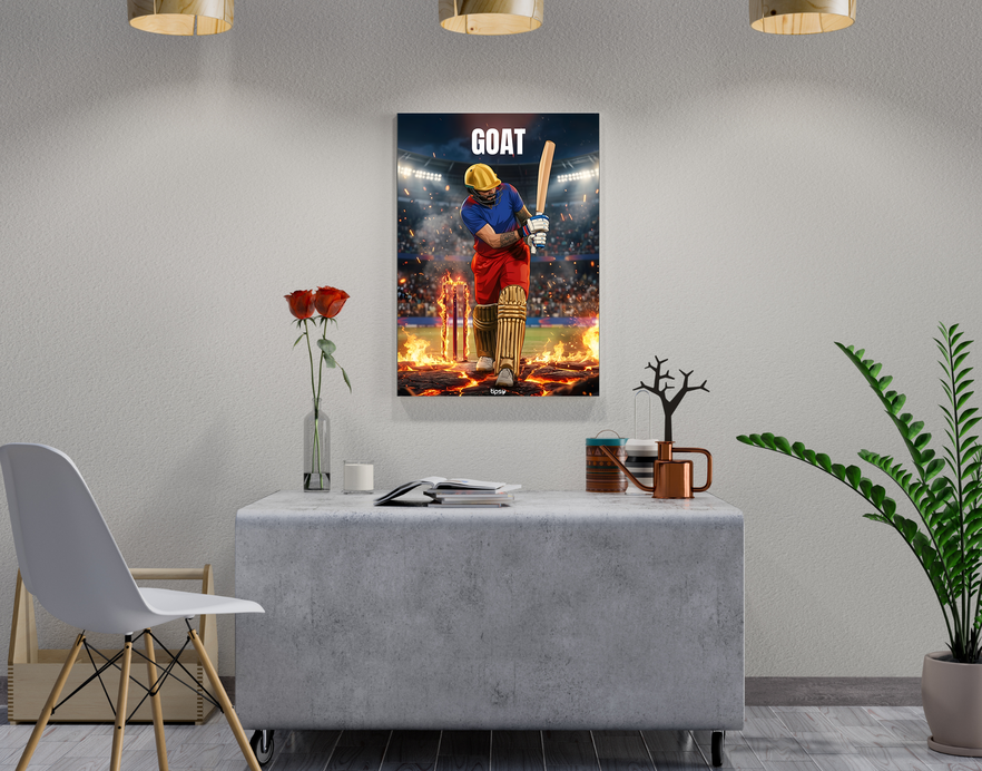 "GOAT - VIRAT KOHLI" -Shiny & Sturdy Metallic Poster Art That Pops & Sticks