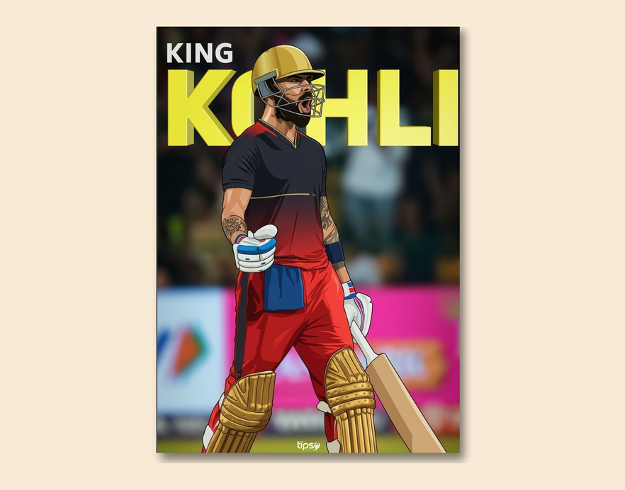 "KING VIRAT KOHLI: CRICKET FANBASE" -Shiny & Sturdy Metallic Poster Art That Pops & Sticks