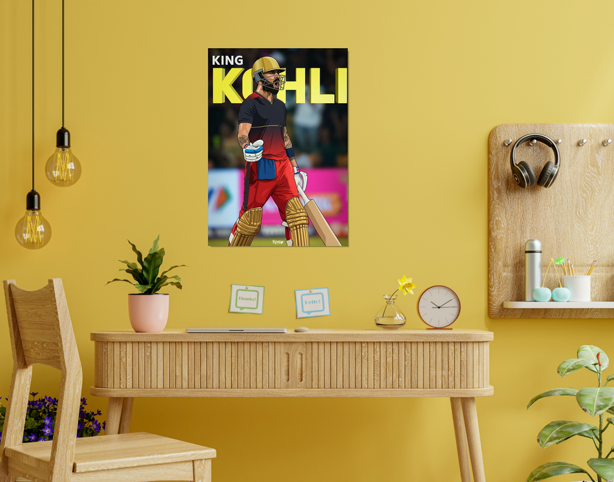 "KING VIRAT KOHLI: CRICKET FANBASE" -Shiny & Sturdy Metallic Poster Art That Pops & Sticks