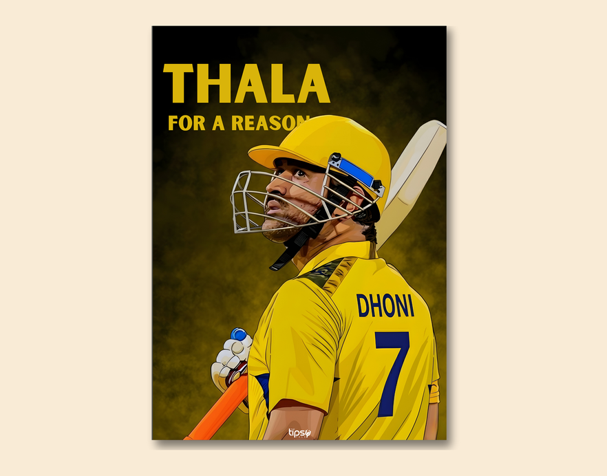"MS DHONI: CRICKET FANBASE" -Shiny & Sturdy Metallic Poster Art That Pops & Sticks