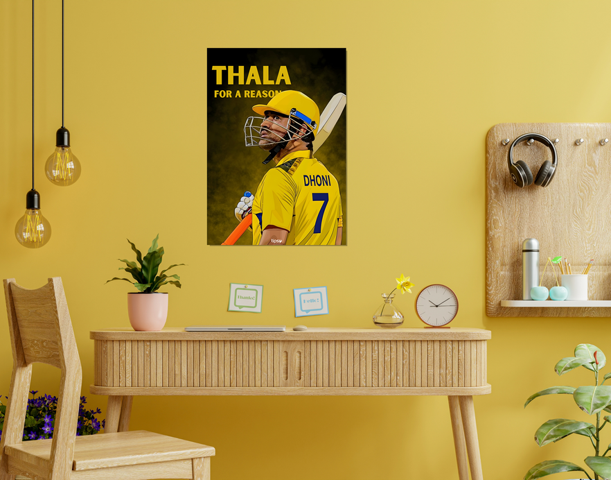 "MS DHONI: CRICKET FANBASE" -Shiny & Sturdy Metallic Poster Art That Pops & Sticks