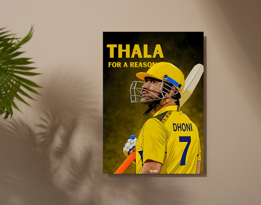 "MS DHONI: CRICKET FANBASE" -Shiny & Sturdy Metallic Poster Art That Pops & Sticks