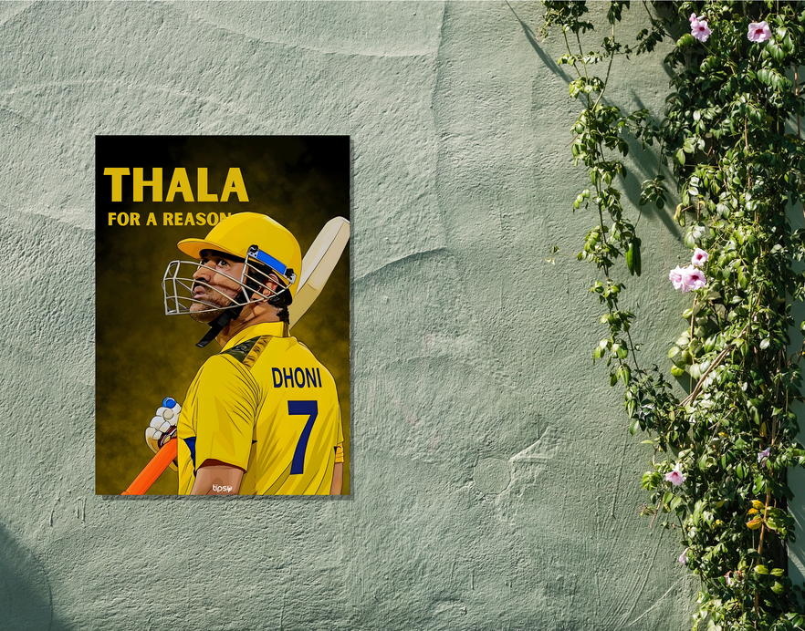 "MS DHONI: CRICKET FANBASE" -Shiny & Sturdy Metallic Poster Art That Pops & Sticks