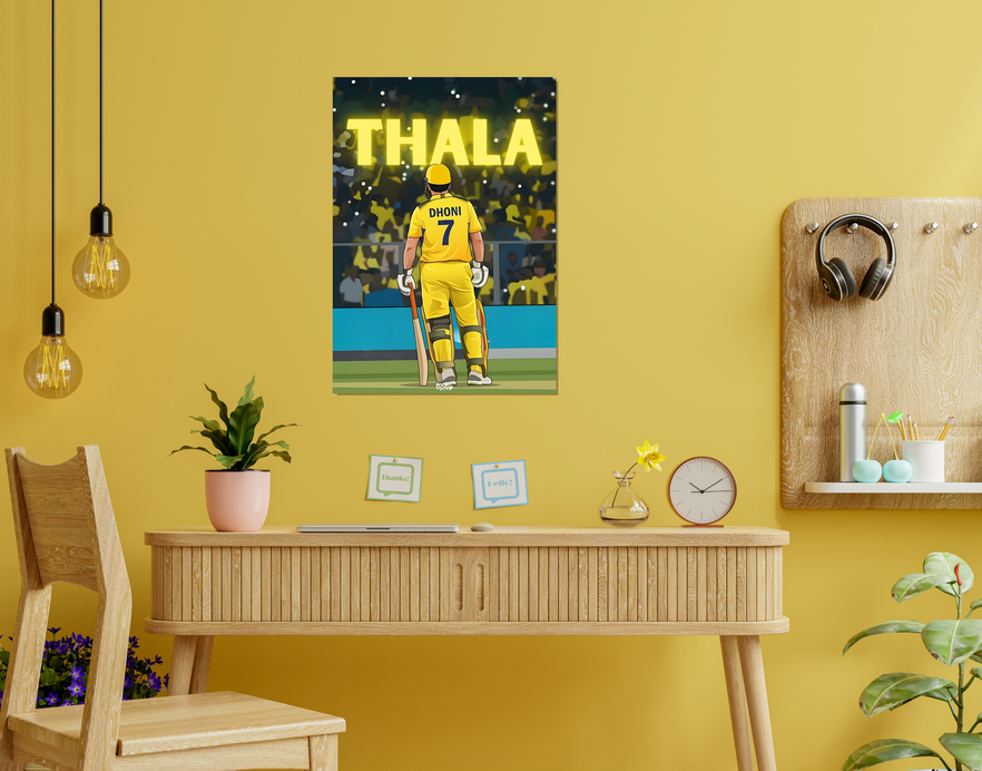 "CRICKET FANBASE: MAHENDRA SINGH DHONI CRICKET " -Shiny & Sturdy Metallic Poster Art That Pops & Sticks
