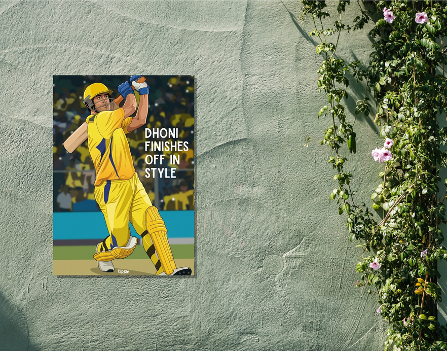 "CRICKET FANDOM: MS DHONI " -Shiny & Sturdy Metallic Poster Art That Pops & Sticks