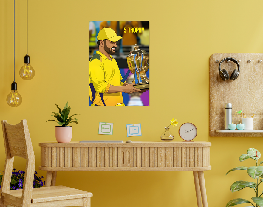 "CRICKET FANSHIP: MAHENDRA SINGH DHONI" -Shiny & Sturdy Metallic Poster Art That Pops & Sticks