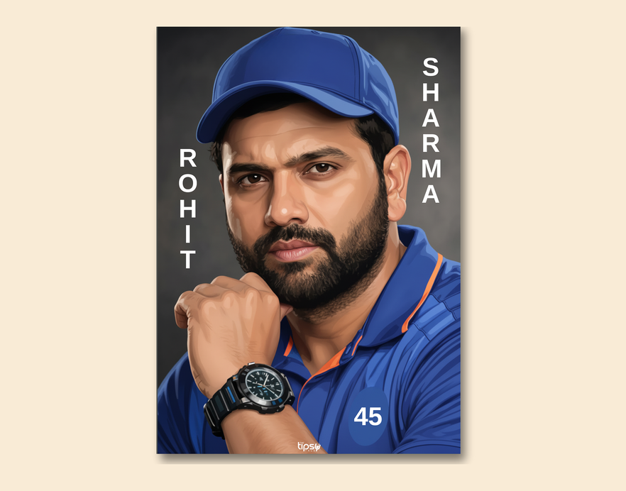 "ROHIT SHARMA: CRICKET FANDOM" -Shiny & Sturdy Metallic Poster Art That Pops & Sticks