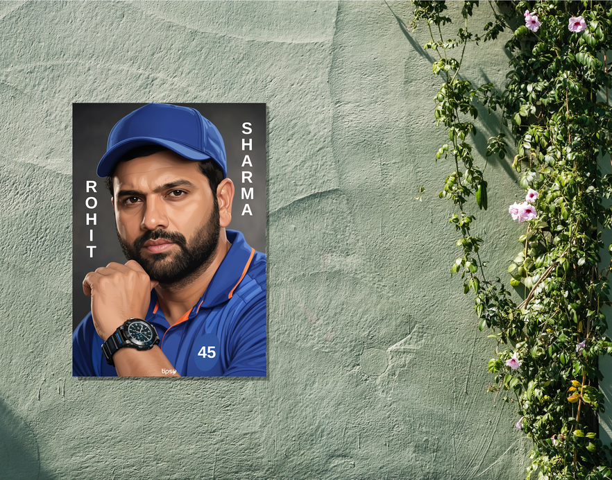 "ROHIT SHARMA: CRICKET FANDOM" -Shiny & Sturdy Metallic Poster Art That Pops & Sticks