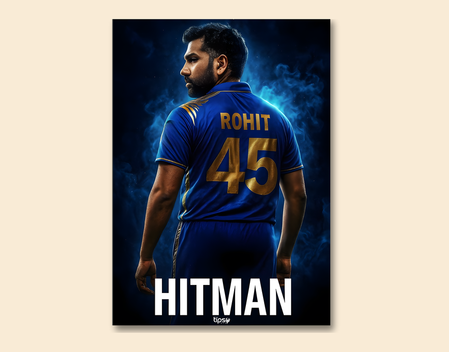 "ROHIT SHARMA: CRICKET FANSHIP" -Shiny & Sturdy Metallic Poster Art That Pops & Sticks