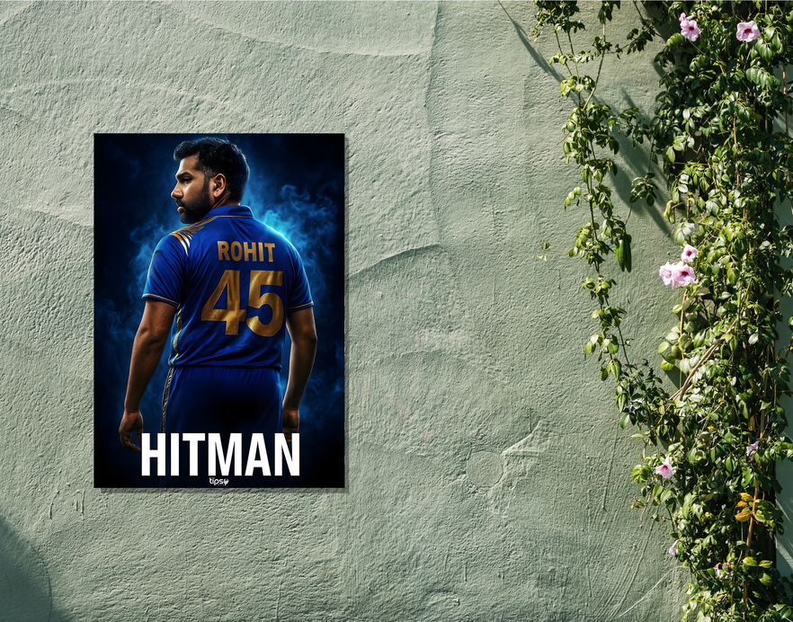 "ROHIT SHARMA: CRICKET FANSHIP" -Shiny & Sturdy Metallic Poster Art That Pops & Sticks