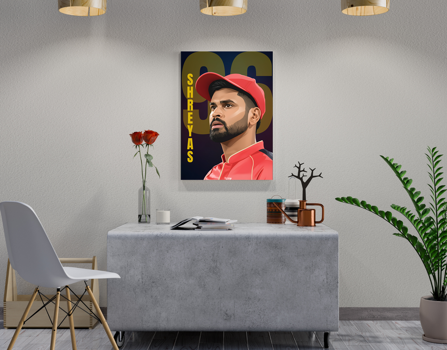 "SHREYAS IYER: CRICKET FANDOM" -Shiny & Sturdy Metallic Poster Art That Pops & Sticks