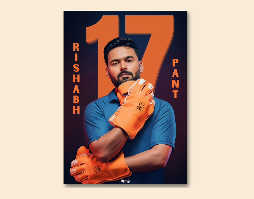 "RISHABH PANT: CRICKET FANSHIP " -Shiny & Sturdy Metallic Poster Art That Pops & Sticks