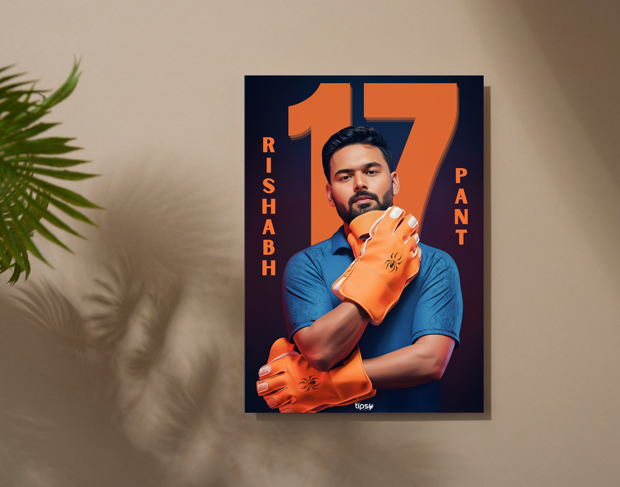 "RISHABH PANT: CRICKET FANSHIP " -Shiny & Sturdy Metallic Poster Art That Pops & Sticks