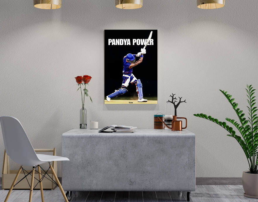 "PANDYA POWER: CRICKET FANBASE" -Shiny & Sturdy Metallic Poster Art That Pops & Sticks