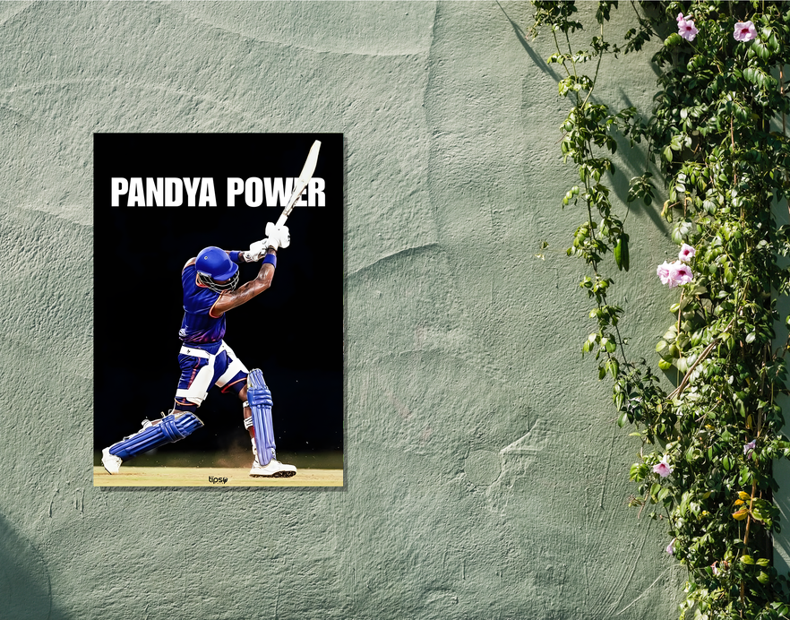 "PANDYA POWER: CRICKET FANBASE" -Shiny & Sturdy Metallic Poster Art That Pops & Sticks