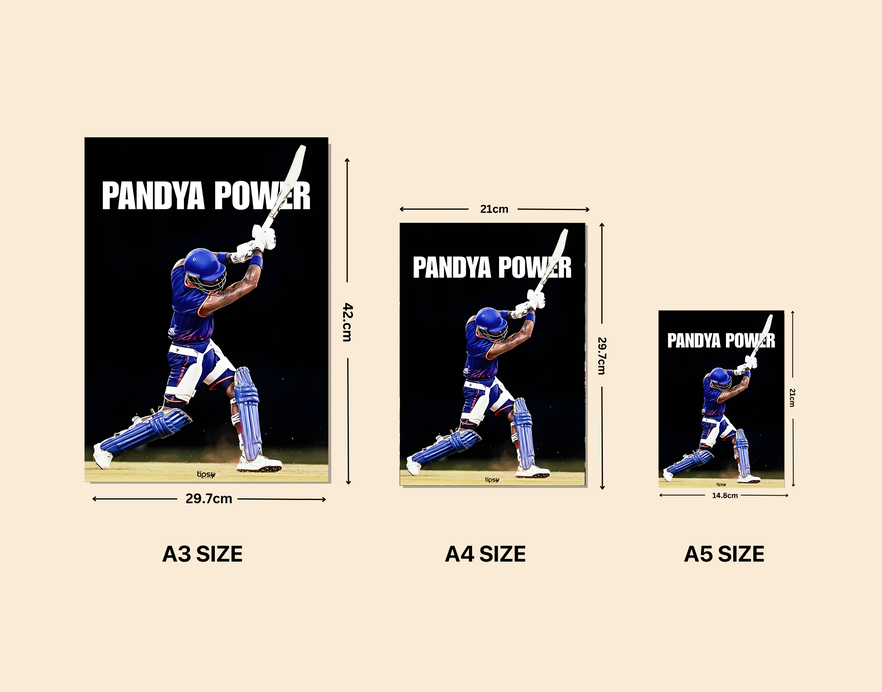 "PANDYA POWER: CRICKET FANBASE" -Shiny & Sturdy Metallic Poster Art That Pops & Sticks