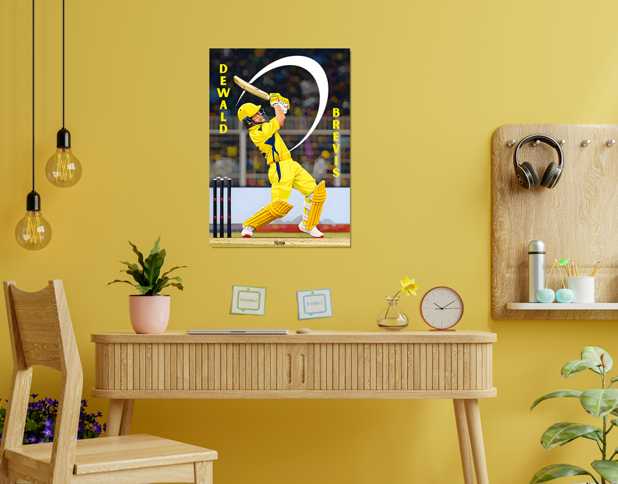 "DEWALD BREVIS: CRICKET FANSHIP" -Shiny & Sturdy Metallic Poster Art That Pops & Sticks