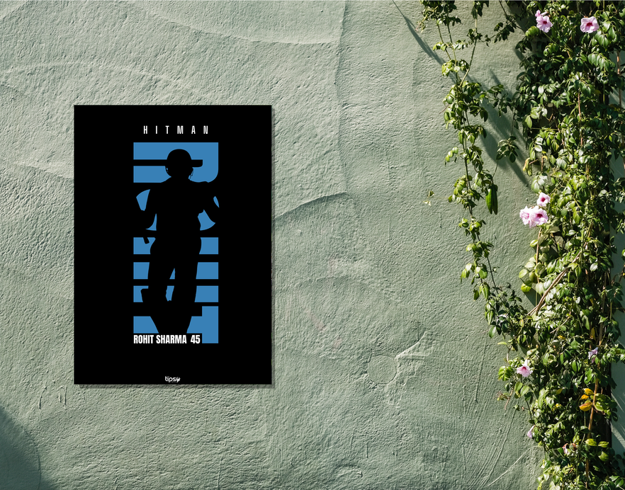 "CRICKET FANSHIP: ROHIT SHARMA " -Shiny & Sturdy Metallic Poster Art That Pops & Sticks