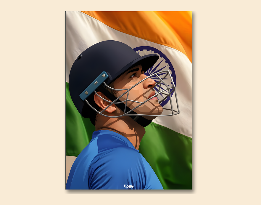 "CAPTAIN MAHENDRA SINGH DHONI " -Shiny & Sturdy Metallic Poster Art That Pops & Sticks