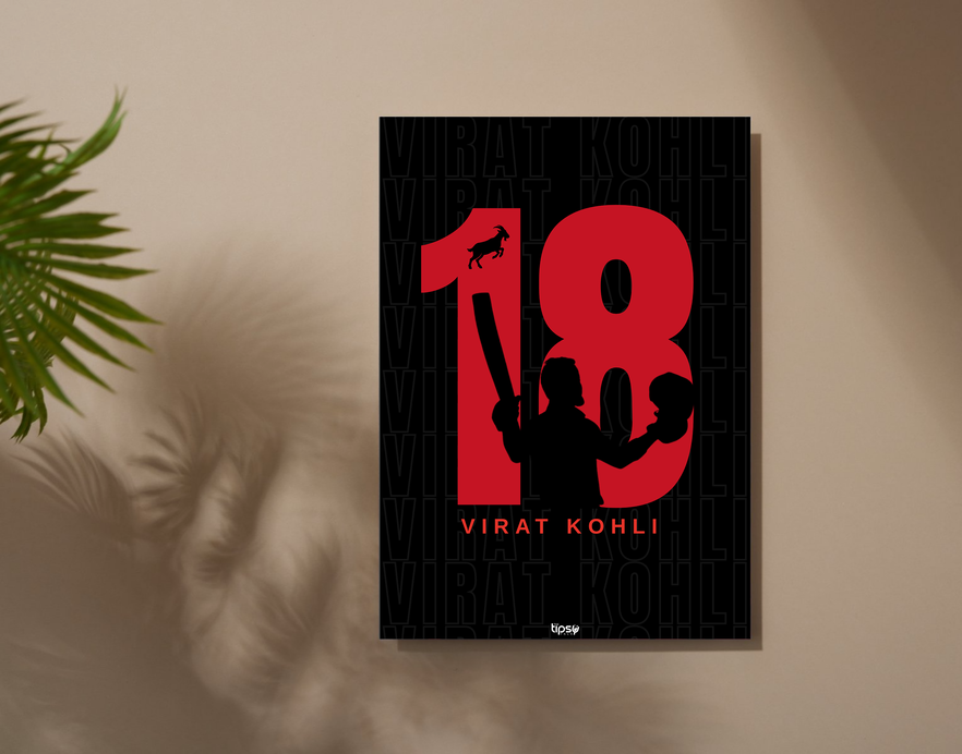 "GOAT 18 VIRAT KOHLI" -Shiny & Sturdy Metallic Poster Art That Pops & Sticks