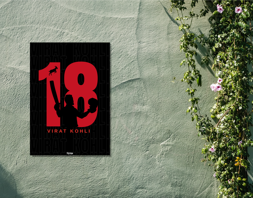 "GOAT 18 VIRAT KOHLI" -Shiny & Sturdy Metallic Poster Art That Pops & Sticks
