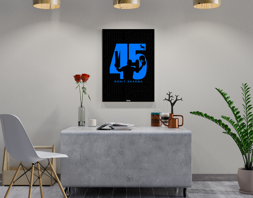 "GOAT 45 ROHIT SHARMA" -Shiny & Sturdy Metallic Poster Art That Pops & Sticks