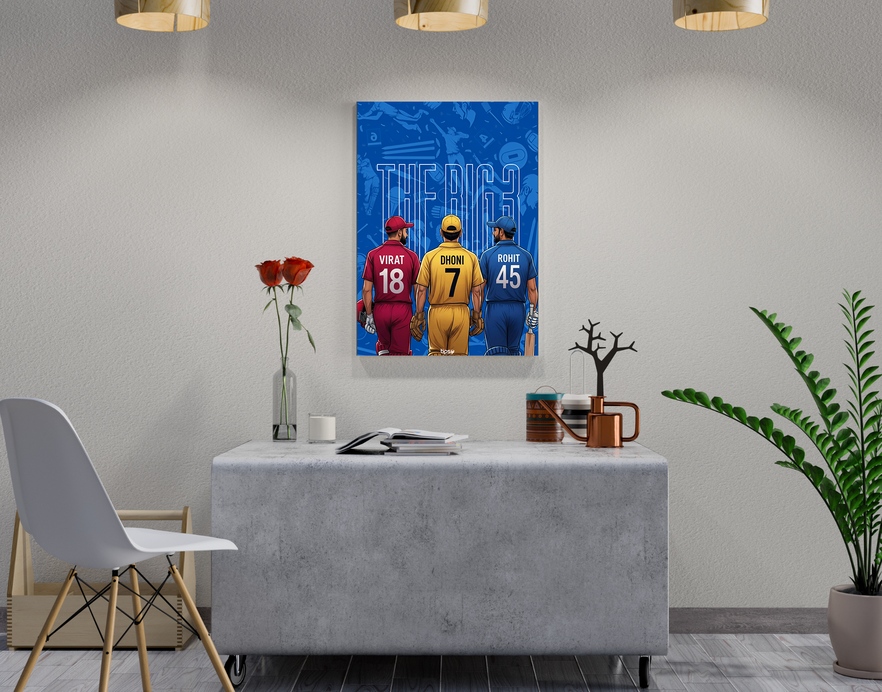 "CRICKET FANBASE: THE BIG 3" -Shiny & Sturdy Metallic Poster Art That Pops & Sticks